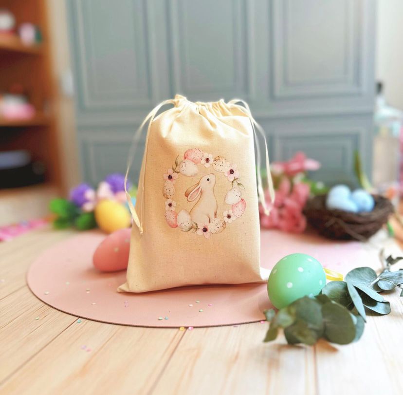 Saquinho de Algodão Cru 15x20 - Páscoa - 5 unidades