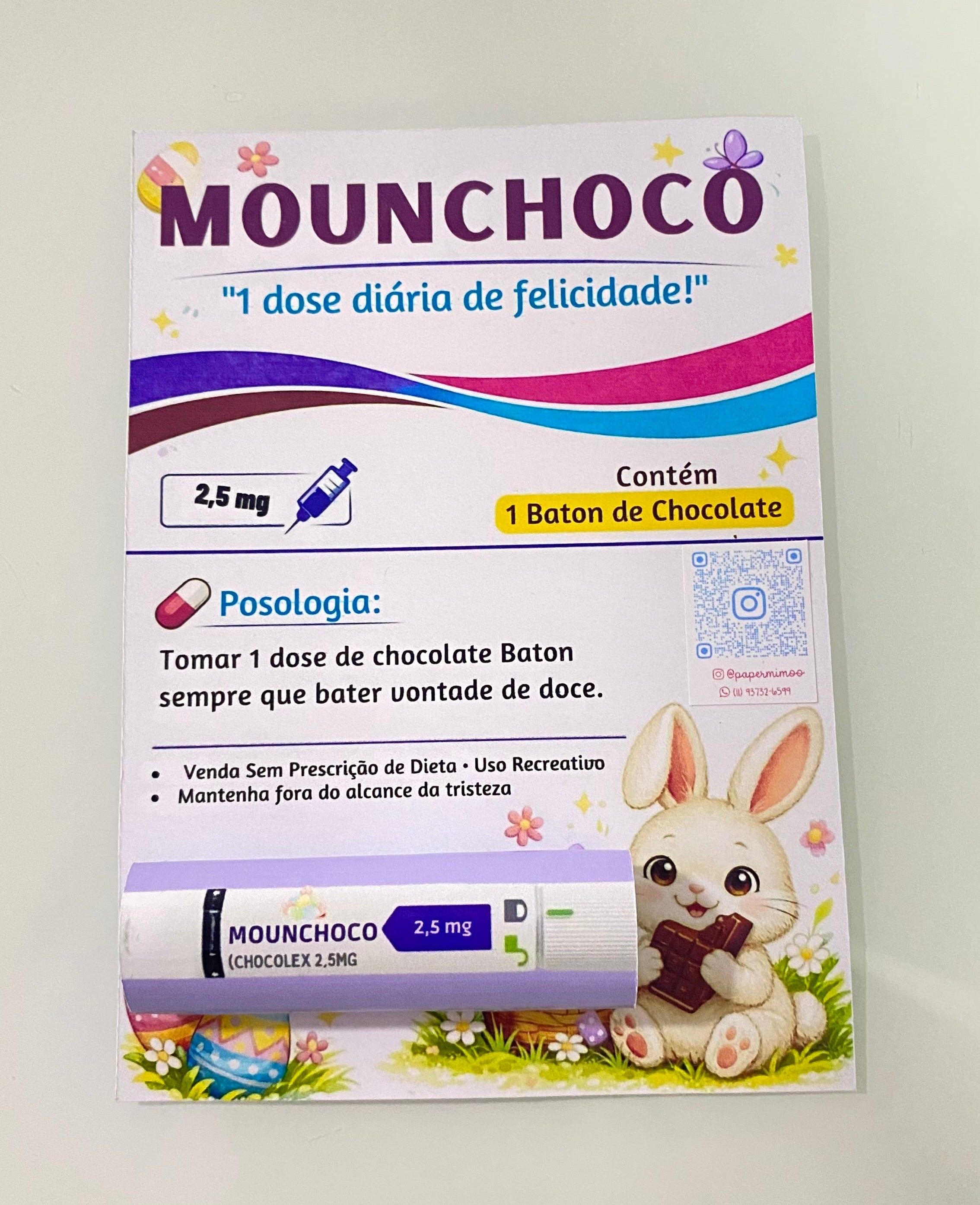 Card “Mounchoco” para Baton - Páscoa - 10 unidades