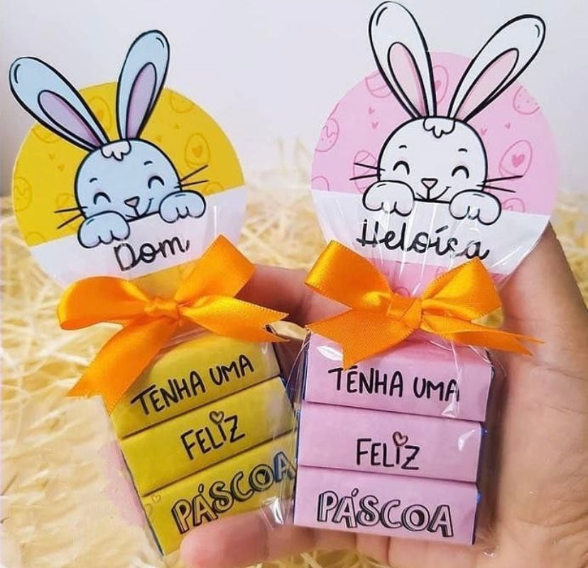 Lembrancinha de Páscoa Personalizada – Porta Chocolate com Nome - 10 unidades