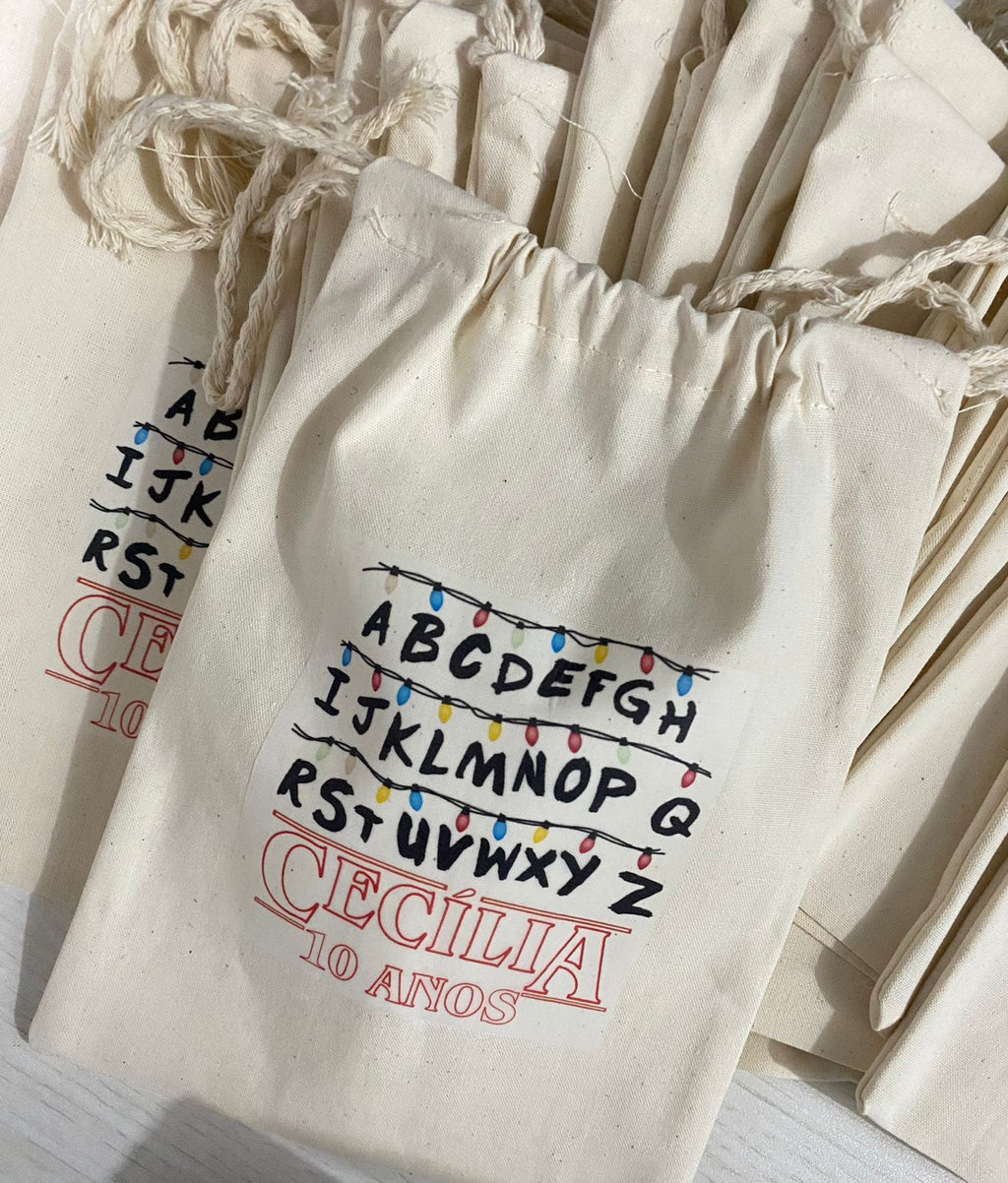 Saquinho de Algodão Cru 15x20 Personalizado com tag | Lembrancinha Personalizada - 10 UNIDADES