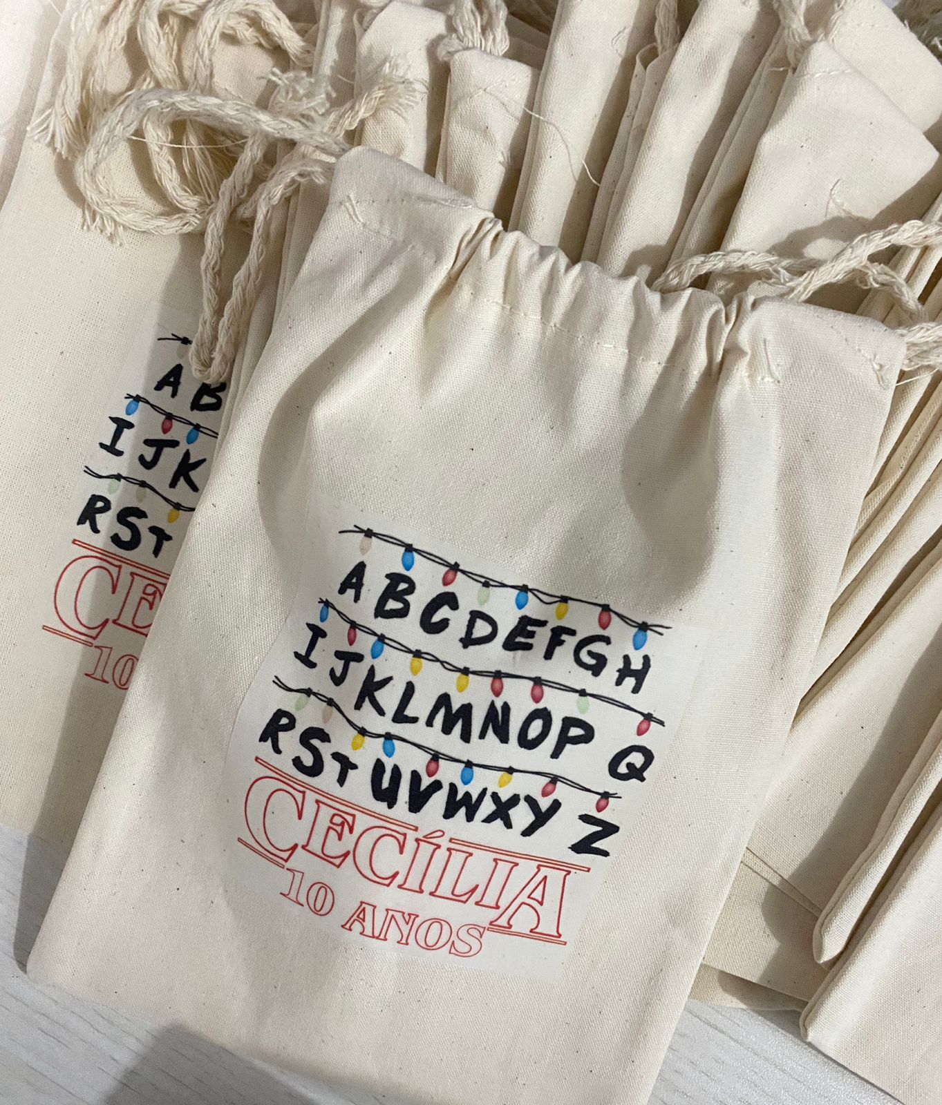 Saquinho de Algodão Cru 15x20 Personalizado com tag | Lembrancinha Personalizada - 10 UNIDADES